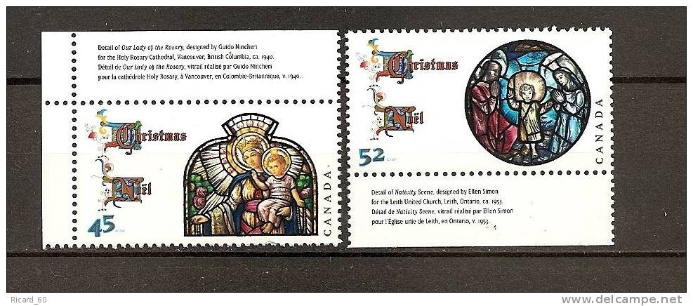Timbres  Neufs Du Canada Noël  Détails De Vitraux - Unused Stamps