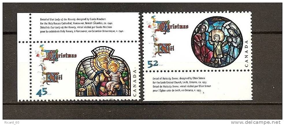 Timbres  Neufs Du Canada Noël  Détails De Vitraux - Ungebraucht