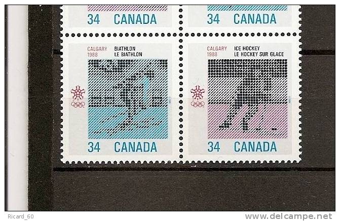 Timbres  Neufs Du Canada Jeux Olympiques De Calgary  Hockey Sur Glace, Biathlon - Unused Stamps