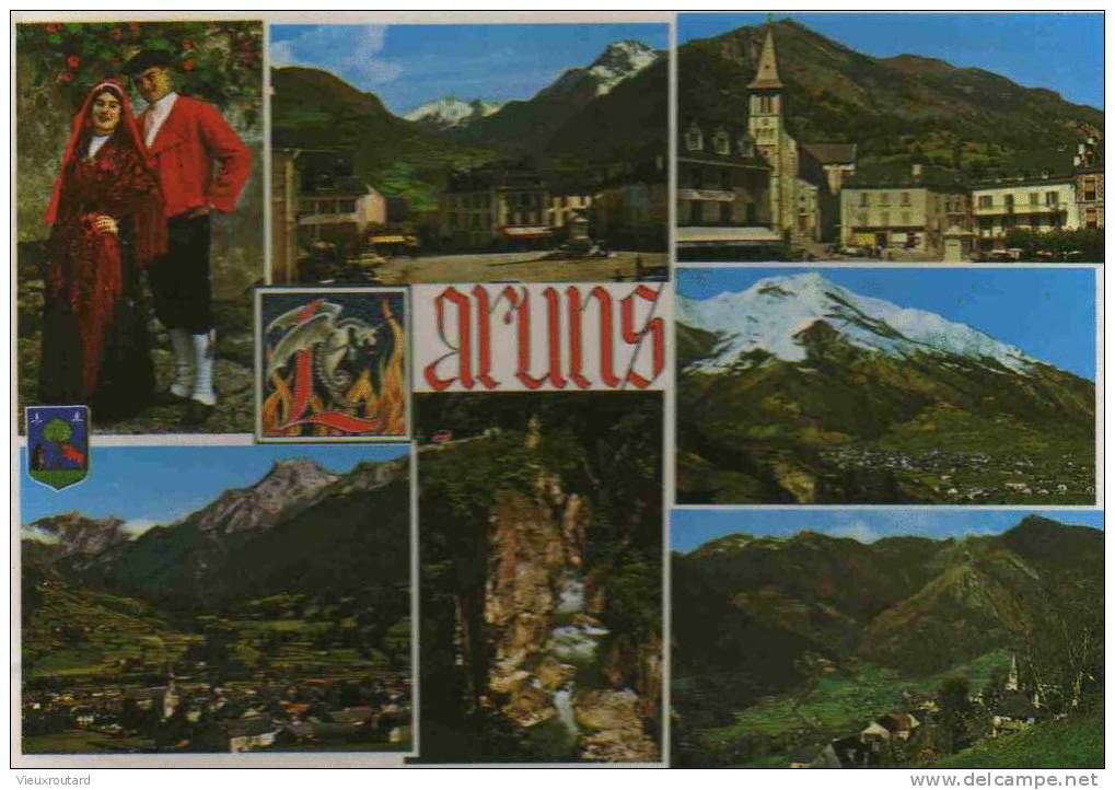 CPSM.  SOUVENIR DE LARUNS. VALLEE D'OSSAU. ROUTE DU COL D'AUBISQUE. DATEE 1985. - Laruns