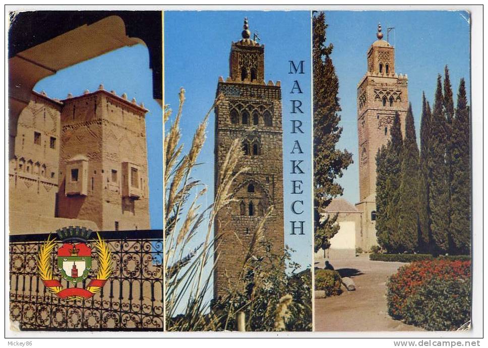 Maroc--MARRAKECH--1971--Souvenir  De Marrakech Et Armoiries De La Ville,cpm N° 5276B éd JEFF---------------------------- - Marrakech