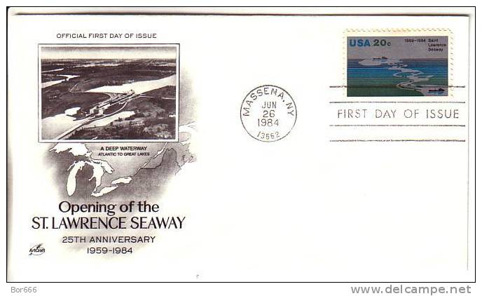 USA First Day Cover ( FDC ) 1984 - Opening Of The St. Lawrence Seaway - Autres (Mer)