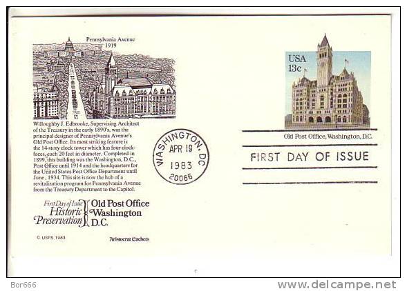 USA Card With Original Stamp 1983 - Washington Post Office - Autres & Non Classés