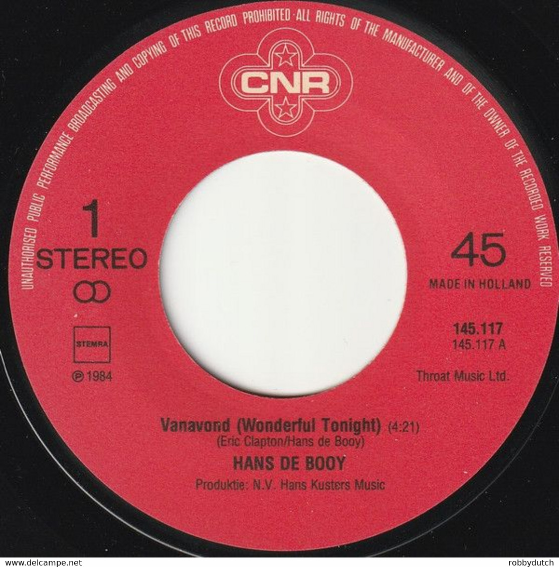 * 7" * HANS DE BOOY - VANAVOND (Holland 1984 Ex-!!) - Other - Dutch Music