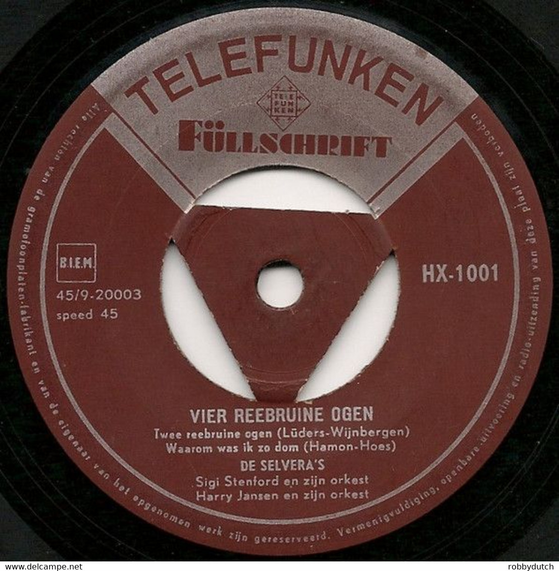 * 7" EP * DE SELVERA'S - VIER REEBRUINE OGEN (Holland 1956 Ex-!!!) - Otros - Canción Neerlandesa