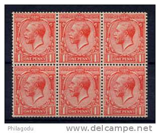 GB 1912 Georges V, Filigramme  Inversé, Inverted Wmk Block Of 6 - Unused Stamps