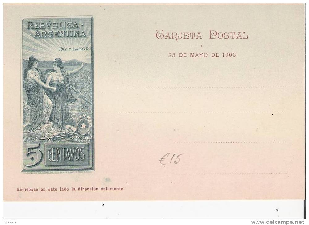 Arg066/ ARGENTINIEN -  Bild-GA 5 C. Allegorie + Punta De Atacama (Vulkan) - Postal Stationery