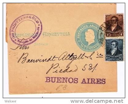 Arg073/  ARGENTINIEN - Streifband (wrapper) Freiheitskopf + Marken San Martin - Postal Stationery