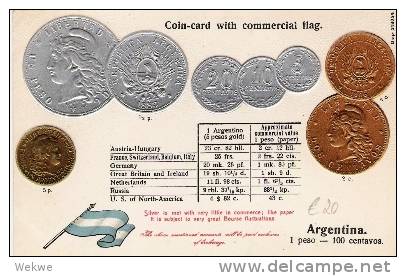 Arg010/ Argentinien  Münzen-Karte** (unbeschrieben Numismatik) - Münzen (Abb.)