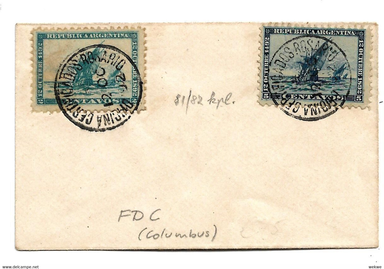 Arg086/ ARGENTINIEN -  400 Jahre Der Entdeckung Amerikas. Columbus-Flotte, FDC - Covers & Documents