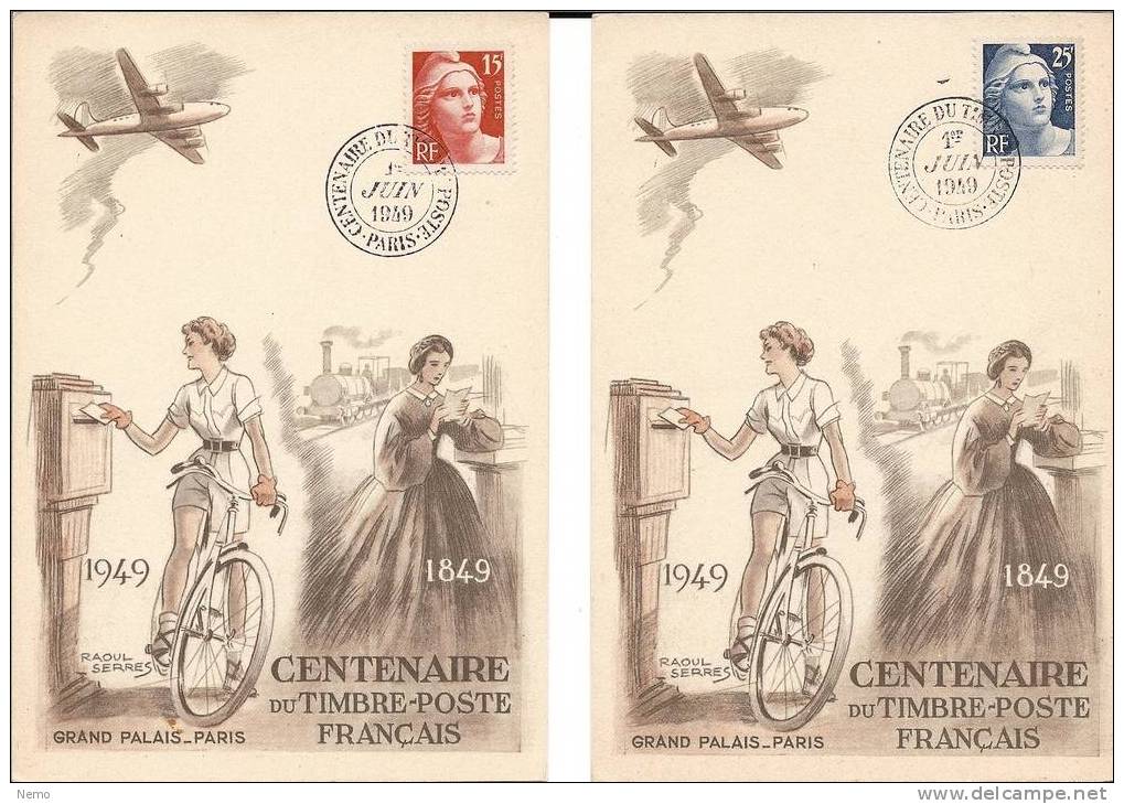 Carte Maximum France:   CENTENAIRE DU TIMBRE POSTE .Grand Palais -PARIS 1849/1949 - 1940-1949