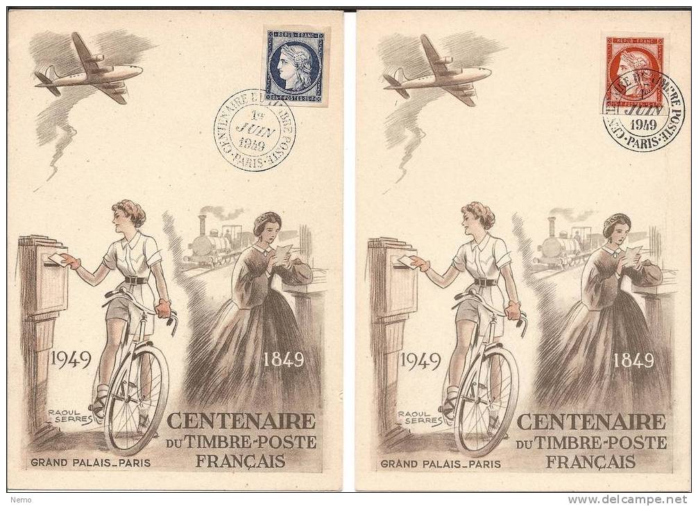 Carte Maximum France:   CENTENAIRE DU TIMBRE POSTE .Grand Palais -PARIS 1849/1949 - 1940-1949