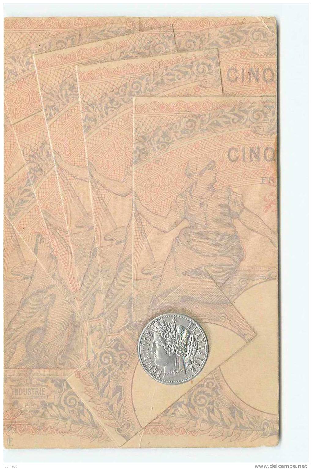 B - NUMISMATIQUE - Piéce Française - Billet - Franc - Carte Gaufrée - Münzen (Abb.)