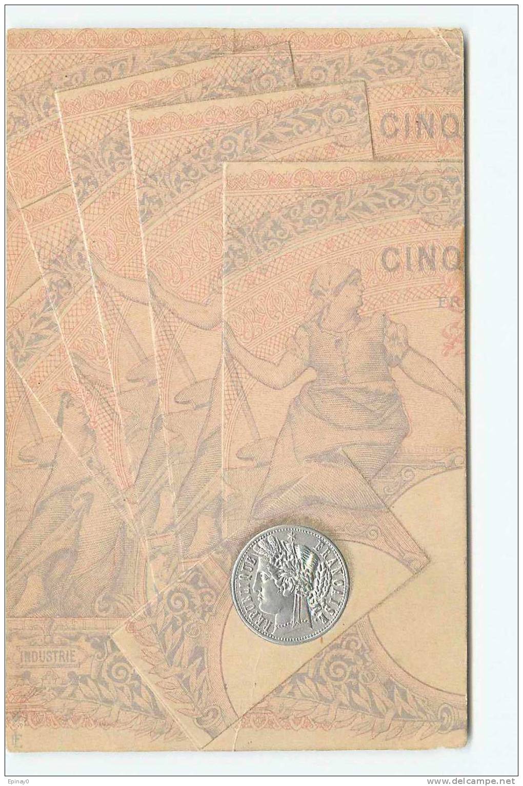 B - NUMISMATIQUE - Piéce Française - Billet - Franc - Carte Gaufrée - Monnaies (représentations)