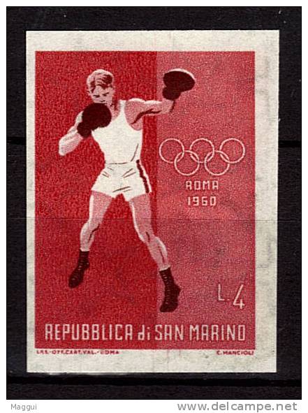 SAINT MARIN   1 Valeur Non Dentelé *   JO 1960  Boxe - Boxing