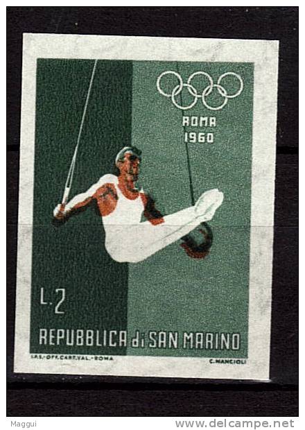 SAINT MARIN   1 Valeur   *  NON DENTELE   JO 1960  Gymnastique-anneaux - Gymnastics