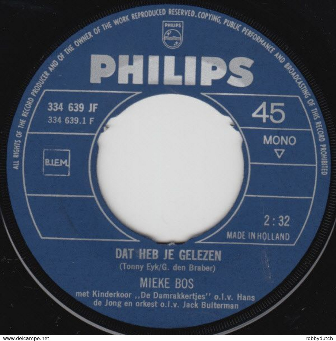 * 7" * MIEKE BOS - DAT HEB JE GELEZEN (Holland 1968 Ex-!!!) - Andere - Nederlandstalig