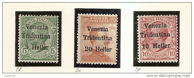 ITALIA - VENEZIA TRIDENTINA - 1918 Sassone # 28/30 MNT (LH) - Trente & Trieste