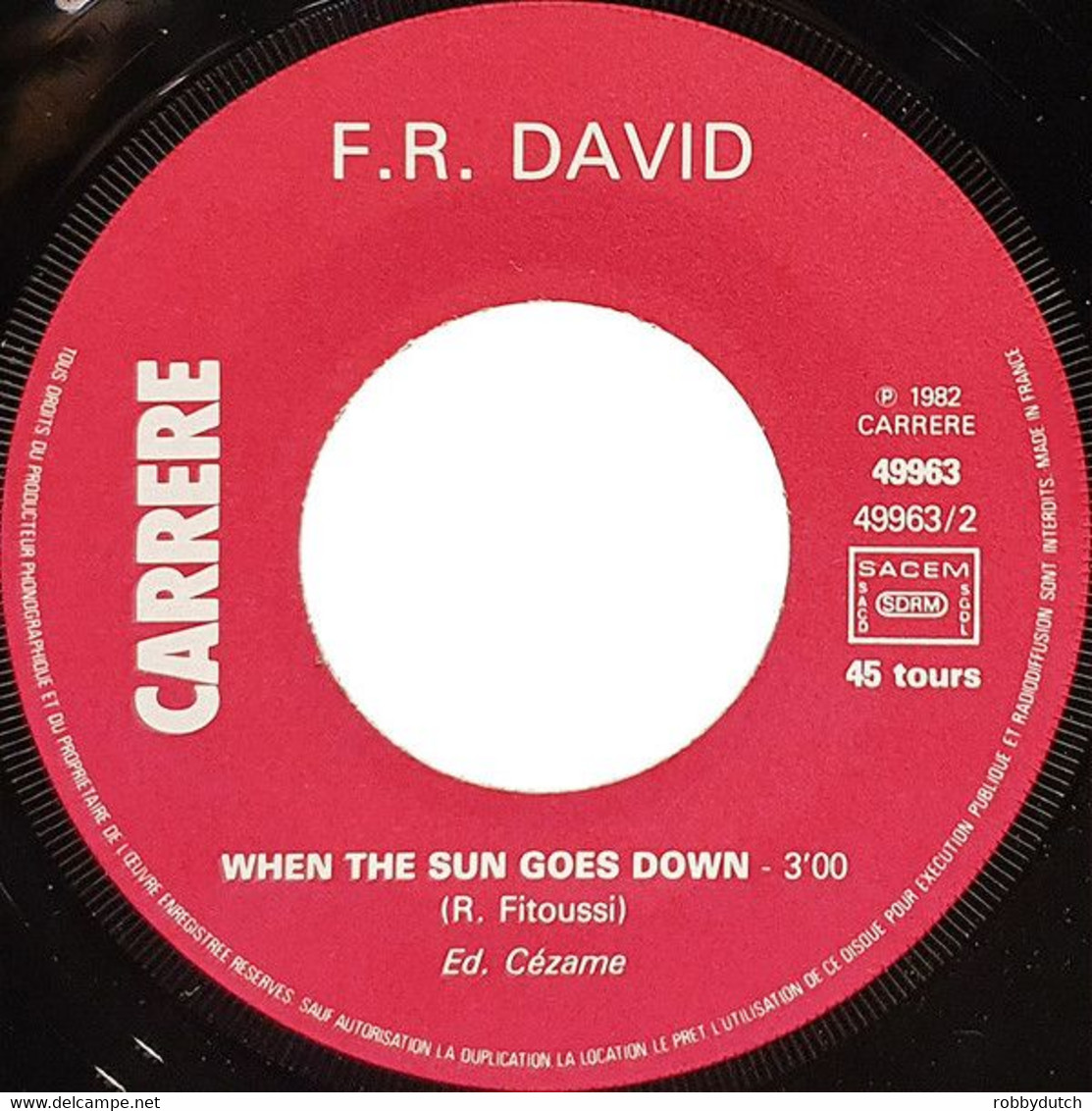 * 7" * F.R. DAVID - WORDS (France 1982) - Disco, Pop