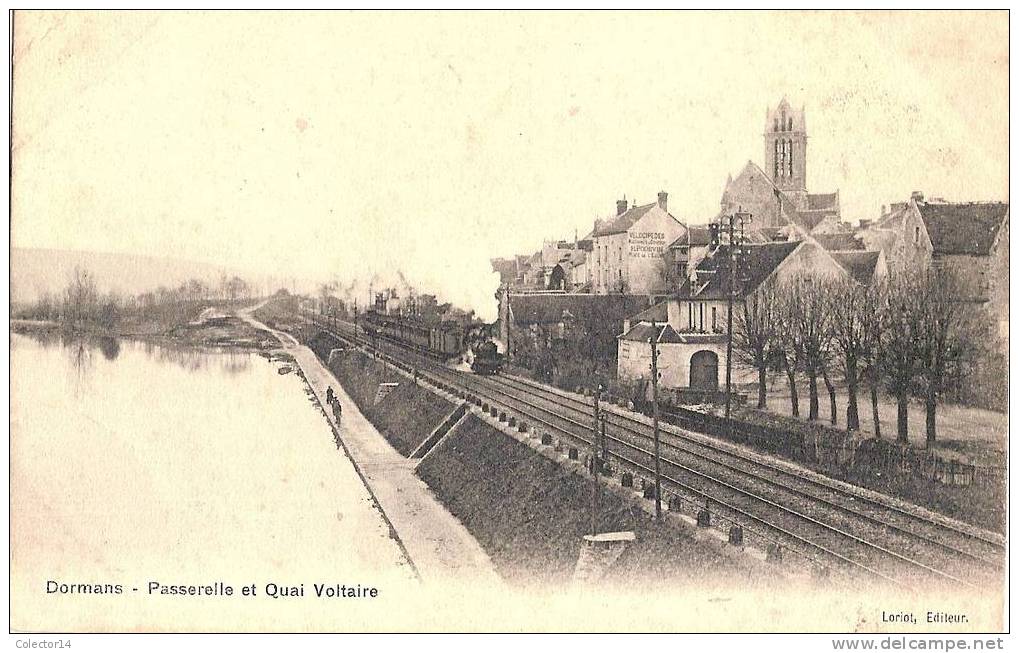 DORMANS QUAI VOLTAIRE 1903  AVEC TRAIN - Dormans