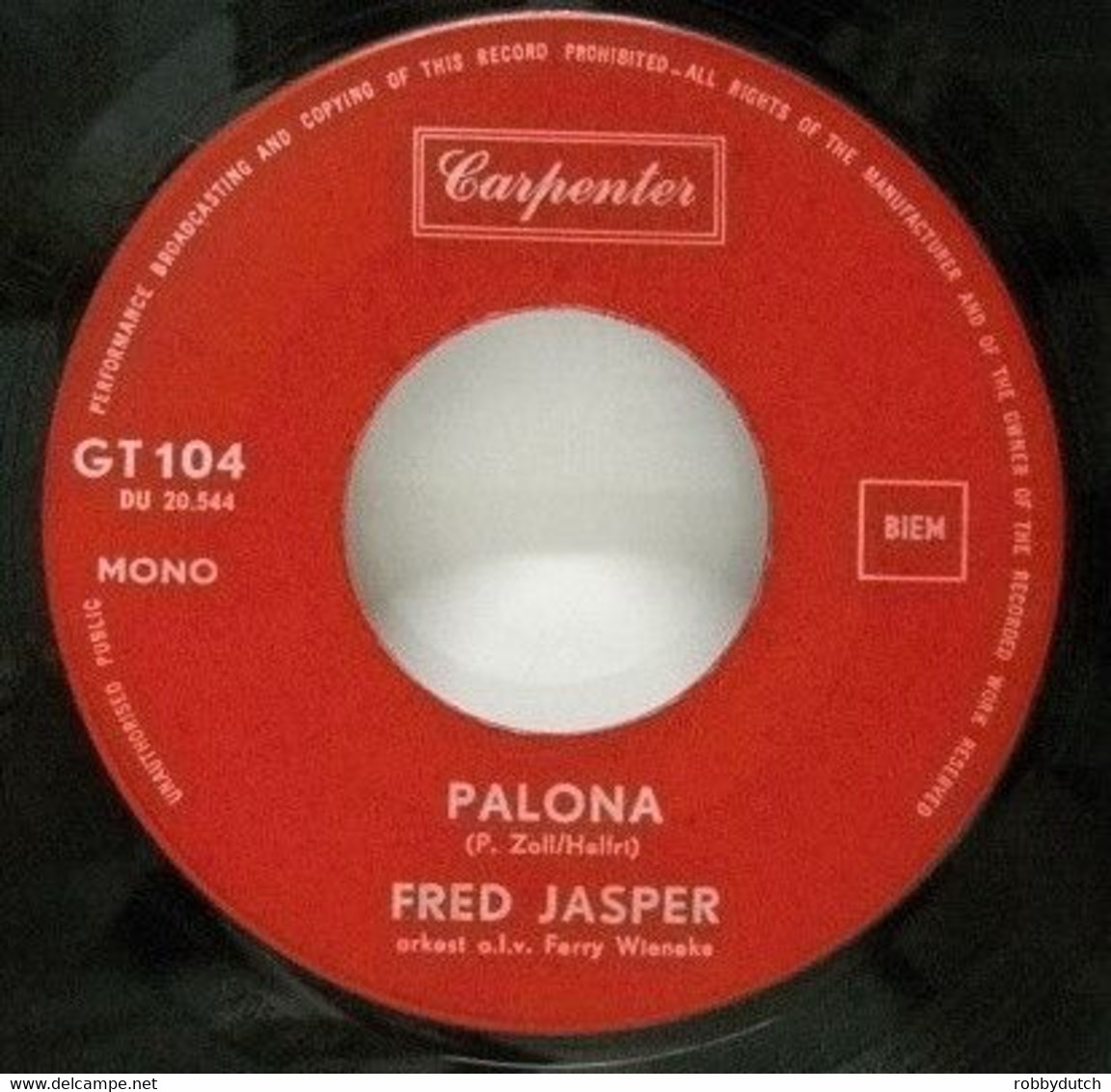 * 7" * FRED JASPER - DELILAH (Holland 1968 Op Carpenter Records. Zeldzaam!!!) - Otros - Canción Neerlandesa
