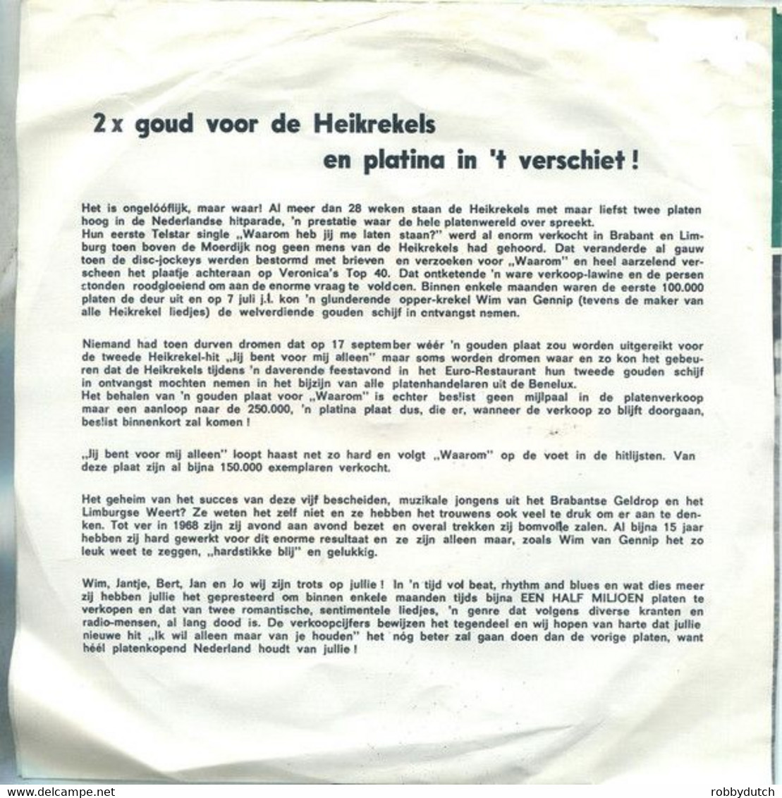 * 7" * DE HEIKREKELS - IK WIL ALLEEN MAAR VAN JE HOUDEN (Holland 1967 Ex-!!) - Autres - Musique Néerlandaise