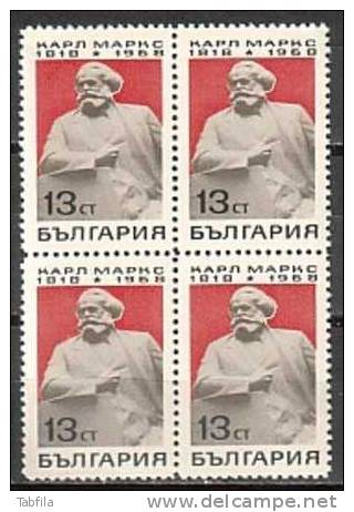 BULGARIE - 1968 - 150an De La Naisance De Karl Marks - 1v** Bl Du 4 - Unused Stamps