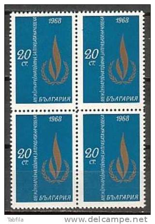 BULGARIE - 1968 - Anne Internationale Des Drois De L´Homme - 1v** Bl Du 4 - Unused Stamps
