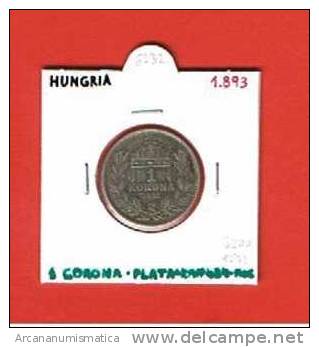 HUNGRIA  1 CORONA  PLATA/SILVER  1.893  KM#484  MBC/VF   DL-6232 - Hongarije