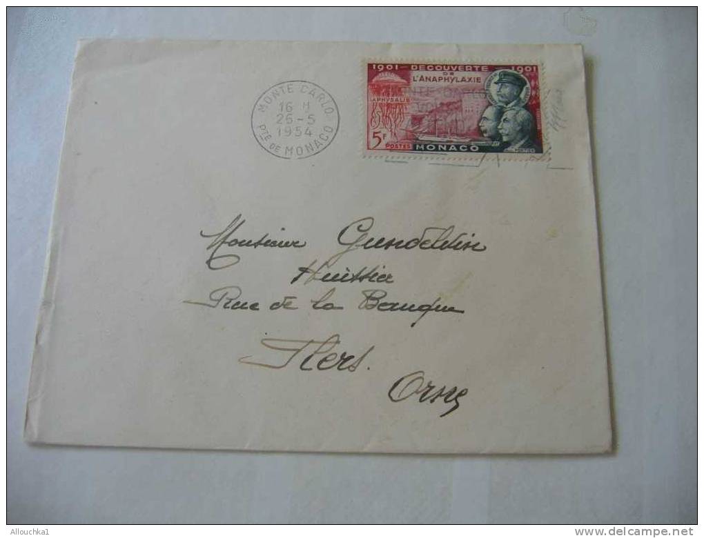 1954 MARCOPHILIE LETTRE DE MONACO -MONTE-CARLO POUR FLERS DE L'ORNE 61 FLAMME - Postmarks