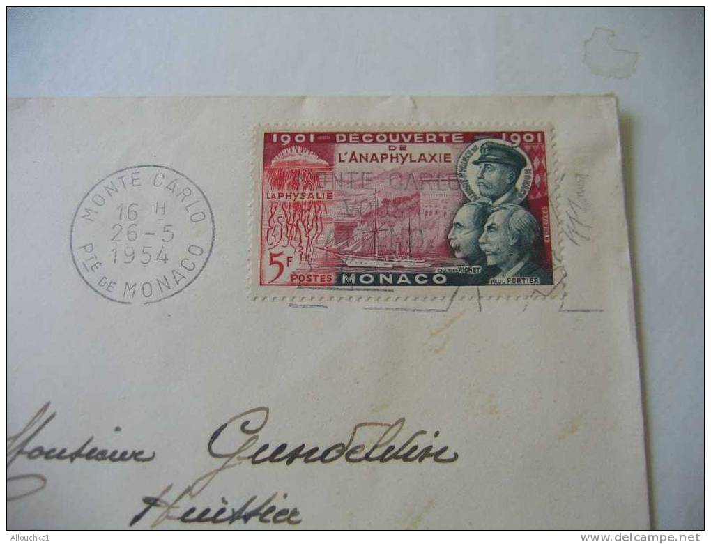 1954 MARCOPHILIE LETTRE DE MONACO -MONTE-CARLO POUR FLERS DE L'ORNE 61 FLAMME - Postmarks