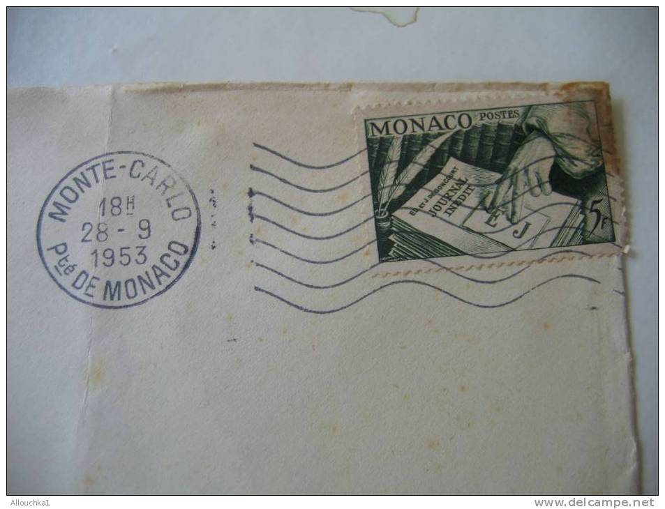 1953 MARCOPHILIE LETTRE DE MONACO -MONTE-CARLO POUR FLERS DE L'ORNE 61 - Poststempel