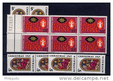 Australie1969,   XtMas Noël En Paires  Yv. N° 392 /393** X 6 - Nuevos