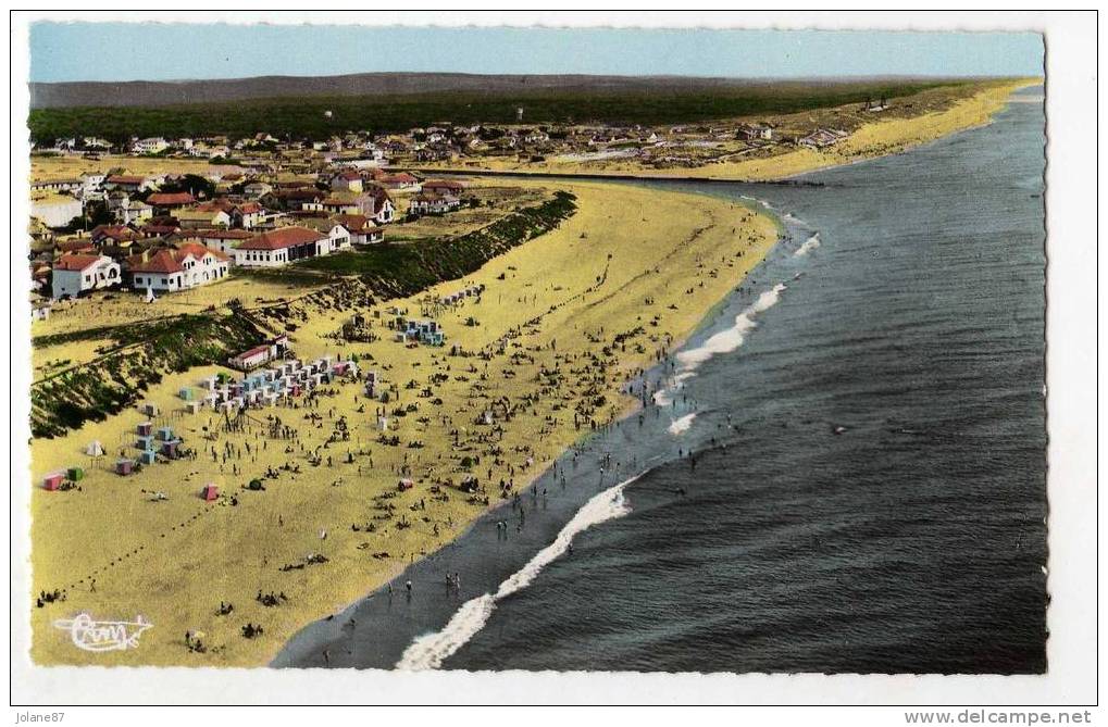 CPA       40 LANDES    MIMIZAN PLAGE        VUE AERIENNE SUR LA PLAGE DU COURANT - Mimizan Plage