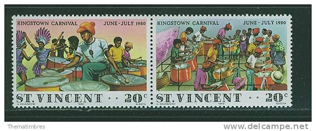5S0139 Carnaval Tambour Steel Drum 593 à 594 Saint Vincent 1980 Neuf ** - Karnaval