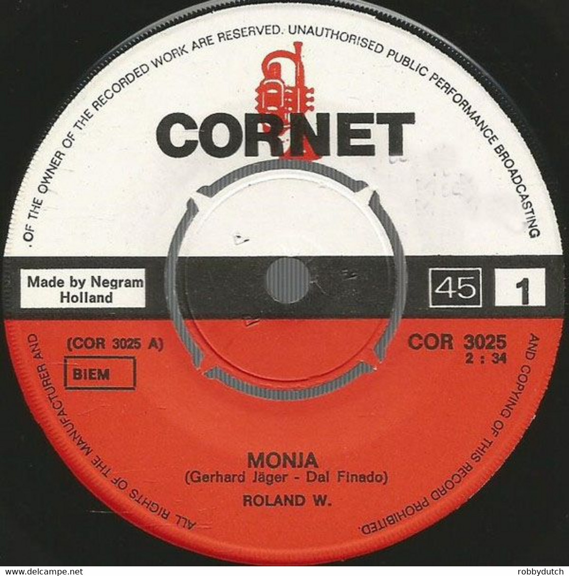 * 7" * ROLAND W. - MONJA  (Holland 1967 Ex-!!!) - Otros - Canción Alemana