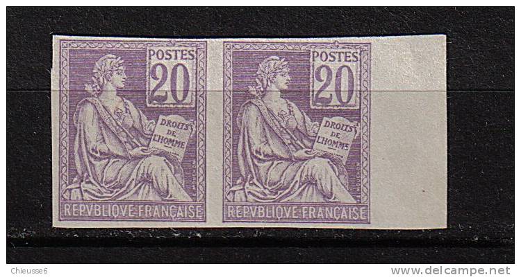 France **  ND N° 113  - Paire Bord De Feuille  - 20c Mouchon - TB - 1900-02 Mouchon