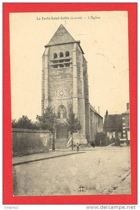 45 LA FERTE SAINT AUBIN Cpa Petite Animation Eglise      Edit Orléans - La Ferte Saint Aubin