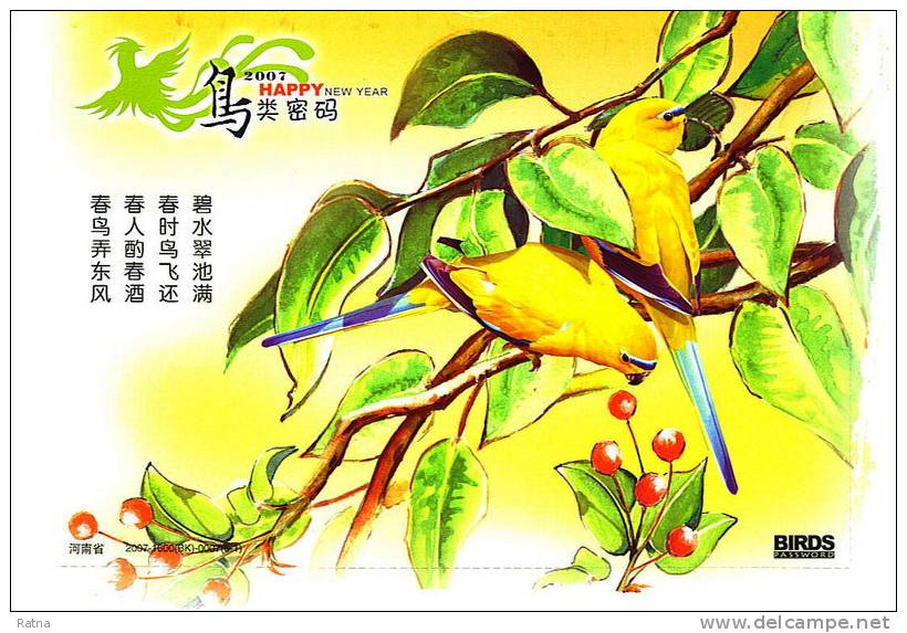 Chine : EP Entier Tombola Oiseau Perruche Jaune Parrot Bird - Papagayos