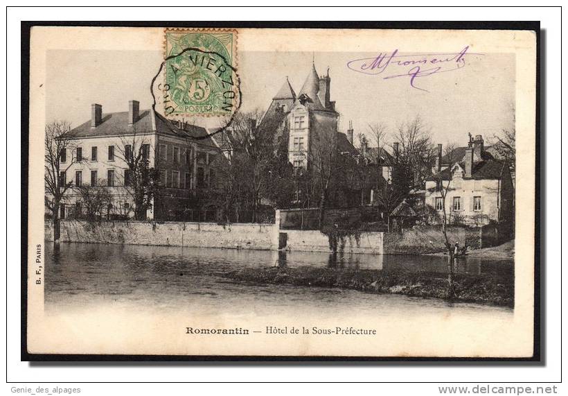 41 ROMORENTIN, Hôtel De La Sous Préfecture, CPA Dos 1900, Voyagé, Ed BF - Romorantin