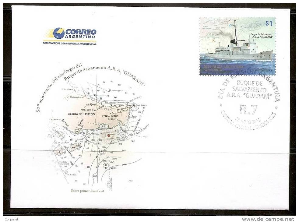 RESCUE ANTARTIC SHIP GUARANI  - ARGENTINA 2008 FIRST DAY COVER ** MINT (NH) - Maritime