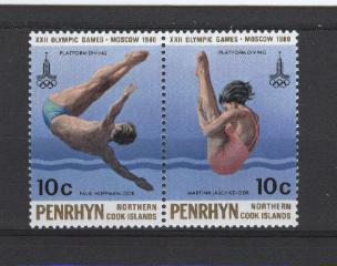 PENRHYN   N°  125/26  * * Jo 1980  Natation - Zwemmen