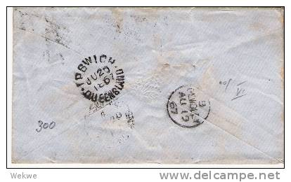 Qld015/ Nummer-Stempel 87, (Ipswich) 1867 (Brief, Cover , Lettre) - Storia Postale