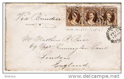 Qld016/ 3-er Streifen, Queen Victoria 1875 Maryborough (Brief, Cover. Letter, Lettre) - Cartas & Documentos