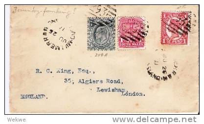 Qld017/ Millmerran Cancellation  (Cambell RRR) 3-Länder-Frankatur, NachLondon - Storia Postale