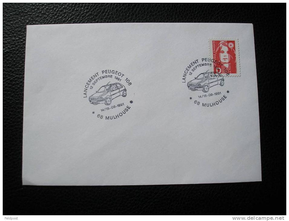 Lettre De Mulhouse  1991 - Cachet Lancement Peugeot 106 - Storia Postale