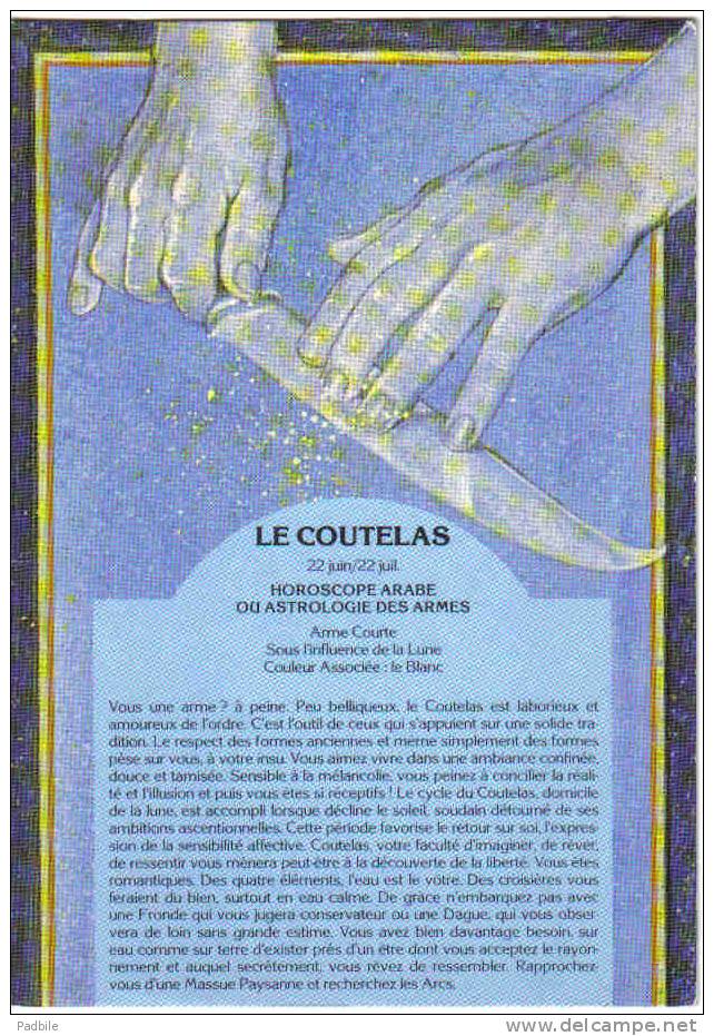 Carte Postale Horoscope Arabe Astrologie Des Armes  "Le Coutelas" Illustrateur René Botti Trés Beau Plan - Astrologie