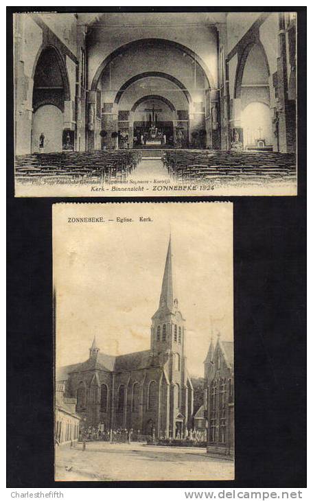 2 Oude Kaarten ZONNEBEKE KERK - Zonnebeke