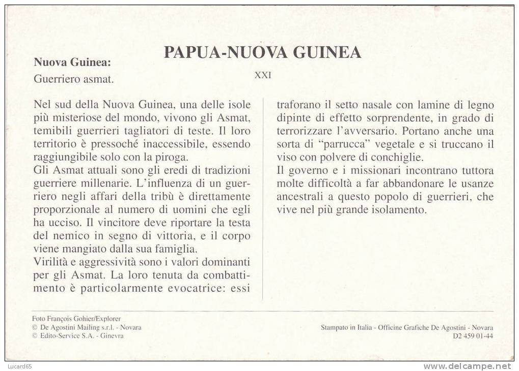 POSTCARD/ CARTE POSTALE / CARTOLINA PAPUA NUOVA GUINEA  GUERRIERO ASMAT - Papouasie-Nouvelle-Guinée