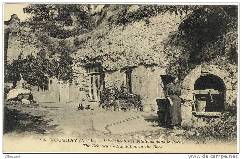 Carte Postale Ancienne Vouvray - L'Echeneau. Habitations Dans Le Rocher - Maison Troglodyte - Vouvray
